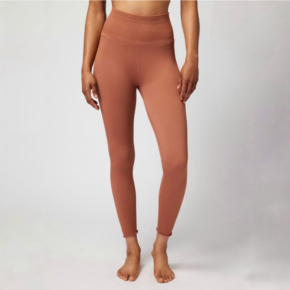 Spiritual Gangster Love Sculpt Seamless 7/8 Ruffle Legging Deep Rust orange XS/S